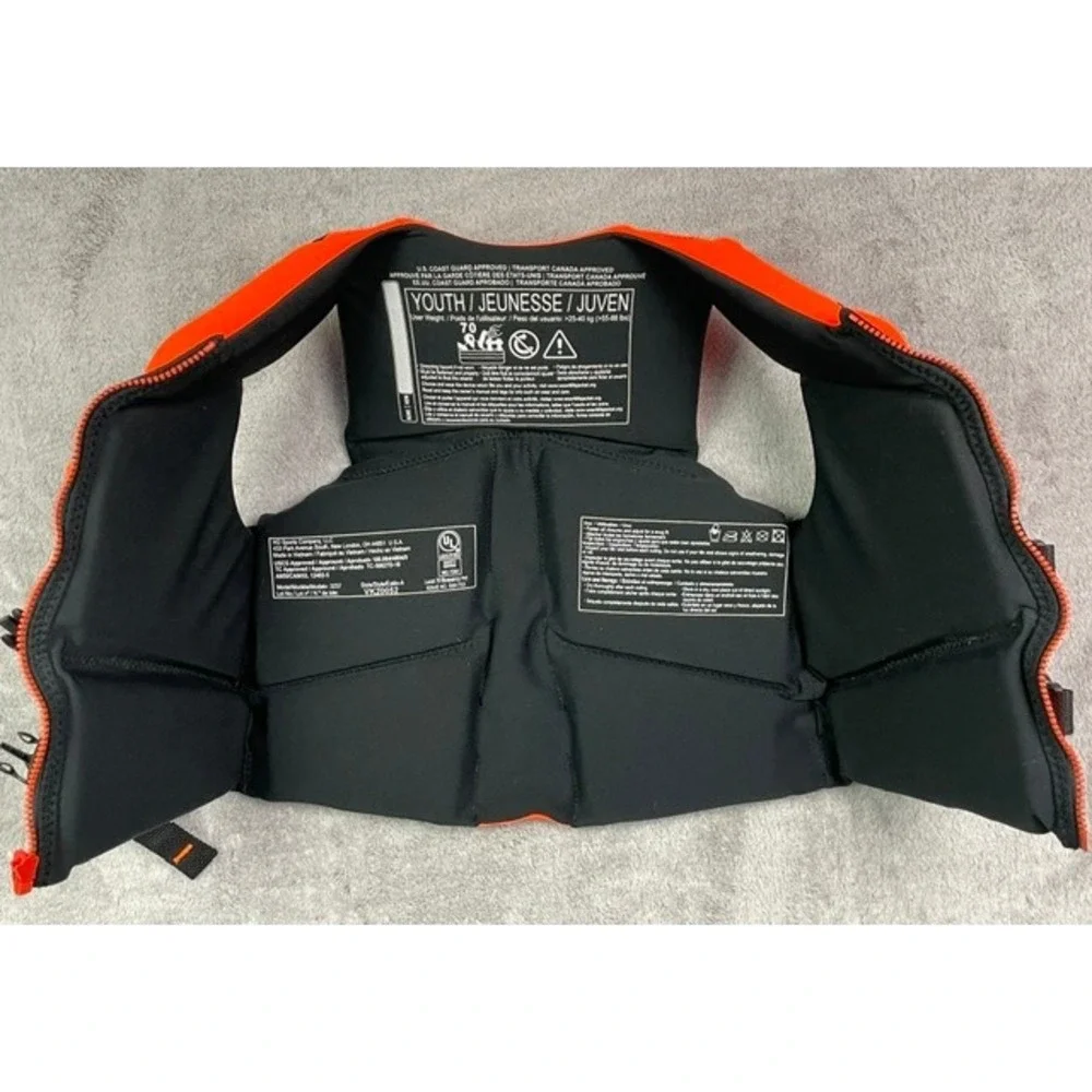 Hyperlite Youth Life Vest PFD Camo Orange Size 55-88 lbs US Coast Guard Approved